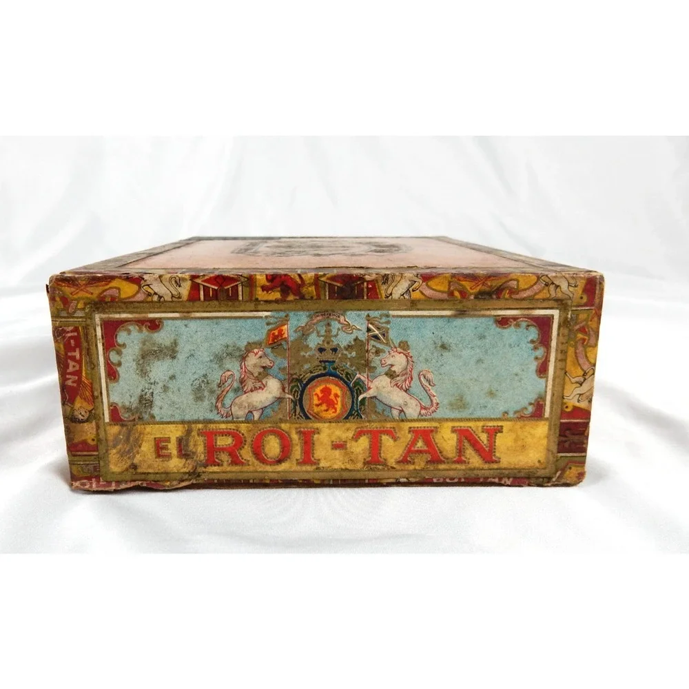 Vintage 1930s El Roi-Tan Bankers Wood Cigar Box Flor Fina Factory No 1896 PA